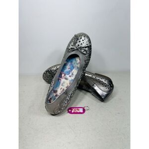 Vionic Silver Ballet Flats Womens 6,5Perforated Leather Comfort Shoes Orthotic